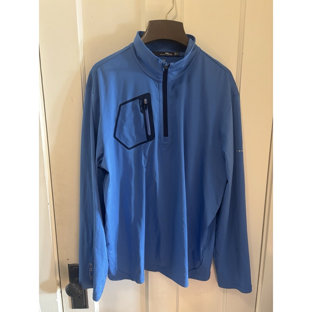RLX Ralph Lauren Mens Blue Quarter Zip Golf Pullover Centurion Club XL
